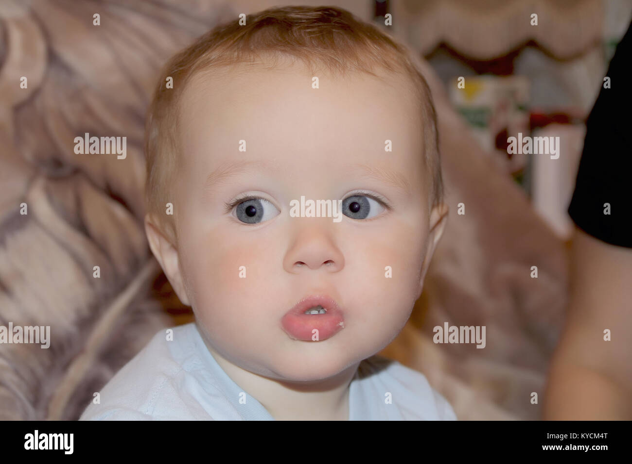 Image of cute eating baby 1 year Stock Photo - Alamy