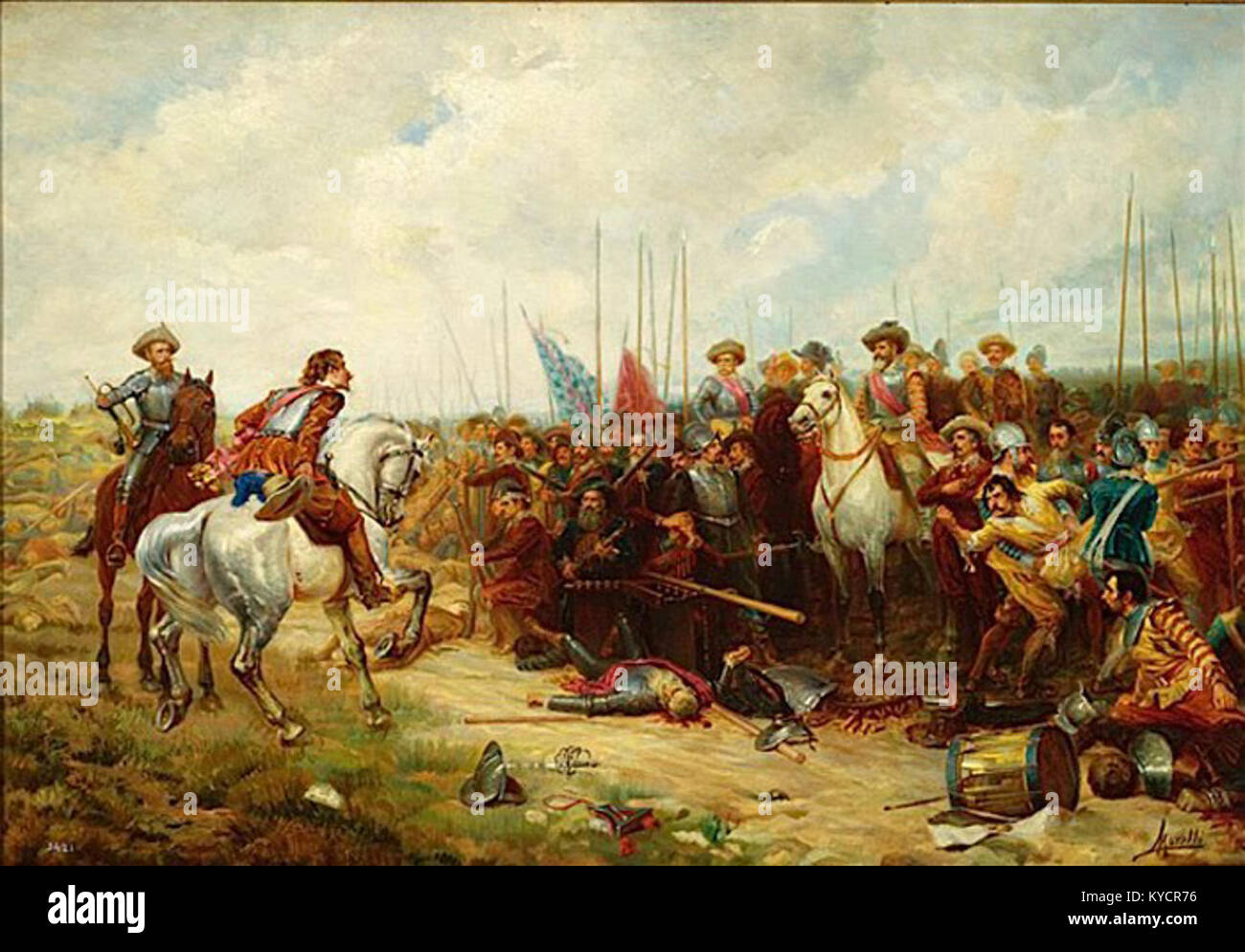 Painting - The Battle of Rocroi by Morelli y Sanchez Gil (1912) Stock Photo