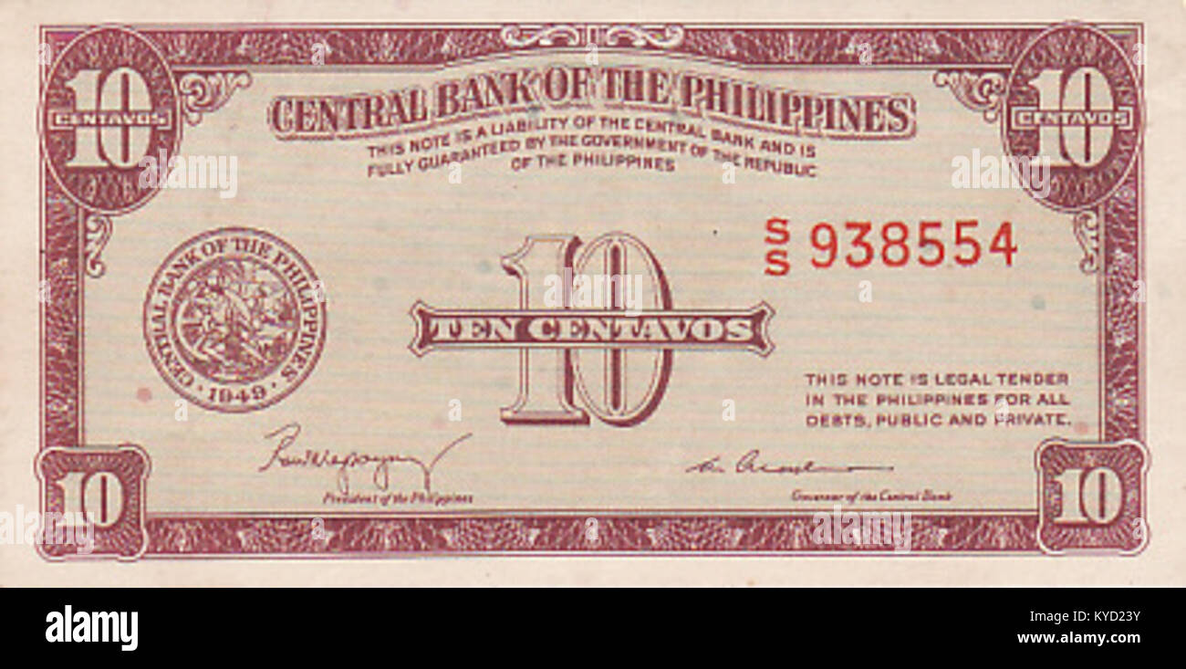 Philippine Peso, 10 Centavos English Obverse Stock Photo - Alamy