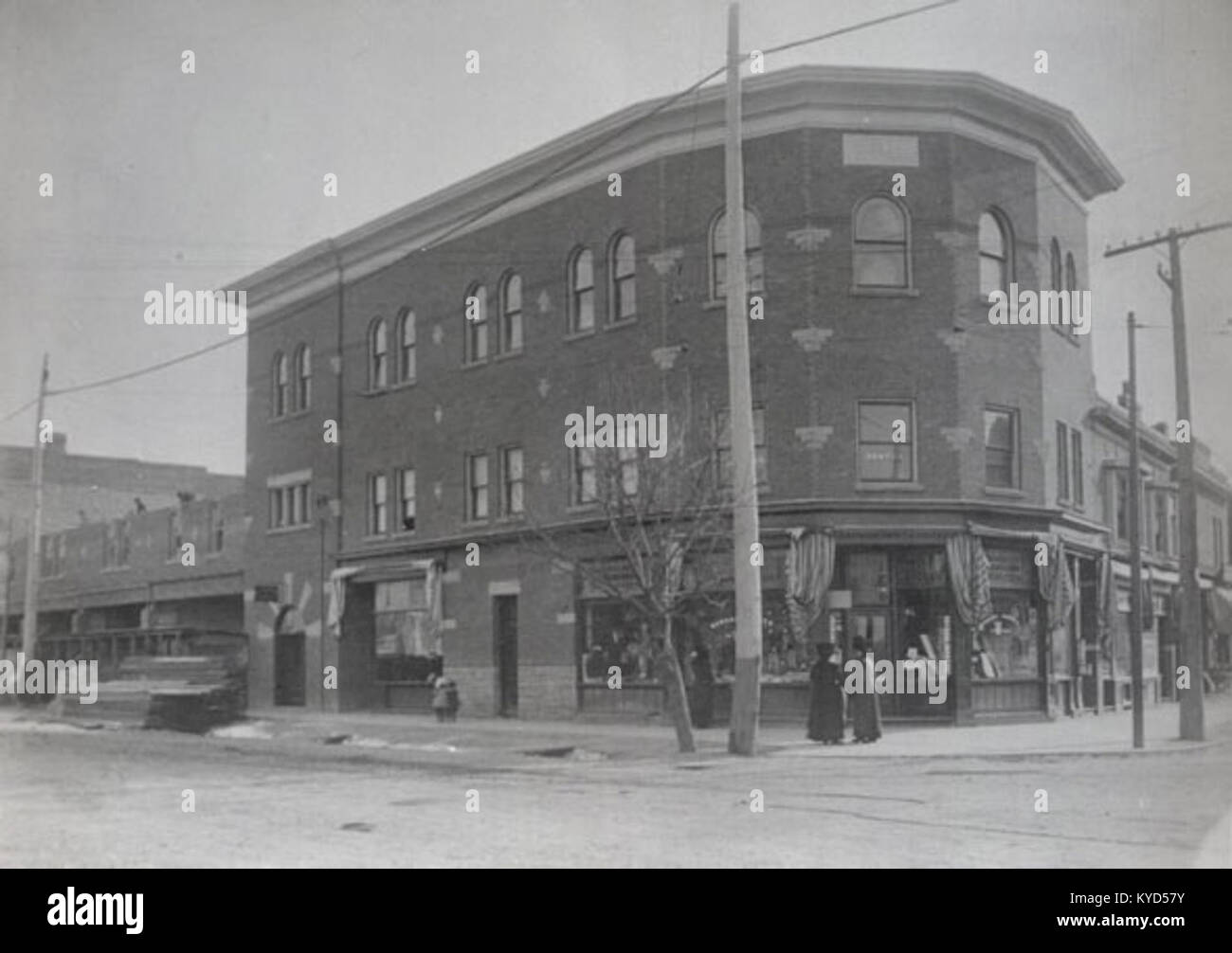 Playter's Hall was a well-known location in Toronto, located at the northeast corner of Broadview and Danforth. Historically, it served as a cultural and community center for the local population. Stock Photo