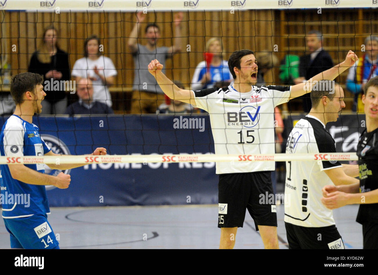 Karlsruhe, Deutschland. 13th Jan, 2018. Jens Sandmeier (SSC). GES/ Volleyball/ 2. Bundesliga-Sued: SSC Karlsruhe - TV/DJK Hammelburg, 13.01.2018 -- |usage worldwide Credit: dpa/Alamy Live News Stock Photo