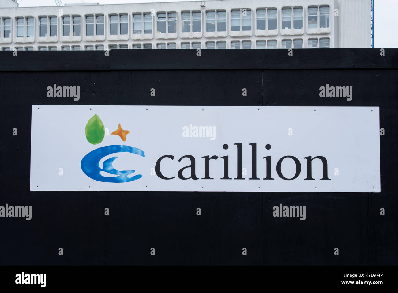 Wolverhampton, Britain, UK. 14th. January 2018: Carillion the construction and outsourcing company which is based in Wolverhampton and has contracts with several public sector projects such as HS2 and NHS projects, is currently in talks with the government in an attempt to prevent the collapse of the company due to a financial crisis and a plummeting share price. Stock Photo