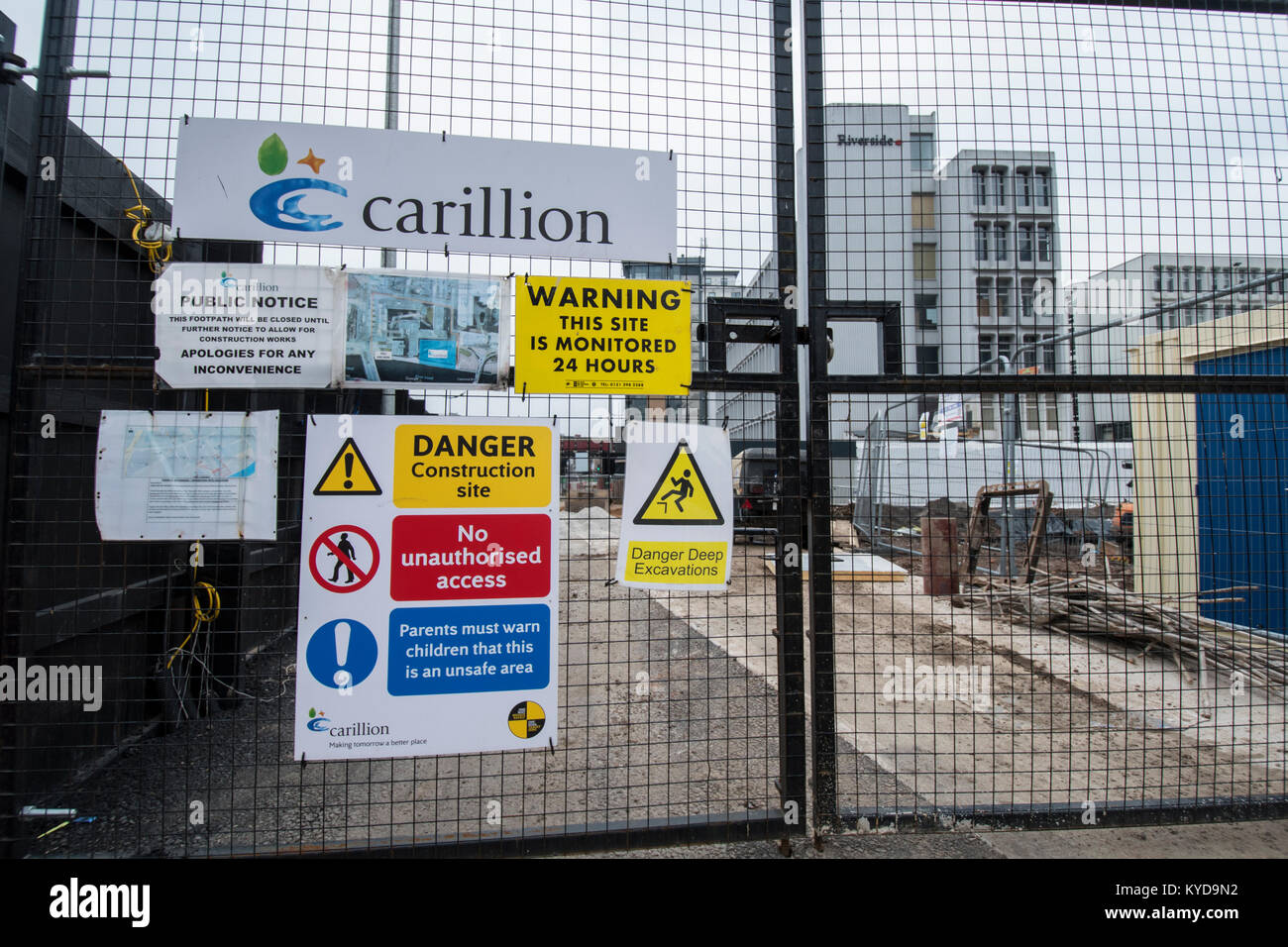 Wolverhampton, Britain, UK. 14th. January 2018: Carillion the construction and outsourcing company which is based in Wolverhampton and has contracts with several public sector projects such as HS2 and NHS projects, is currently in talks with the government in an attempt to prevent the collapse of the company due to a financial crisis and a plummeting share price. Stock Photo