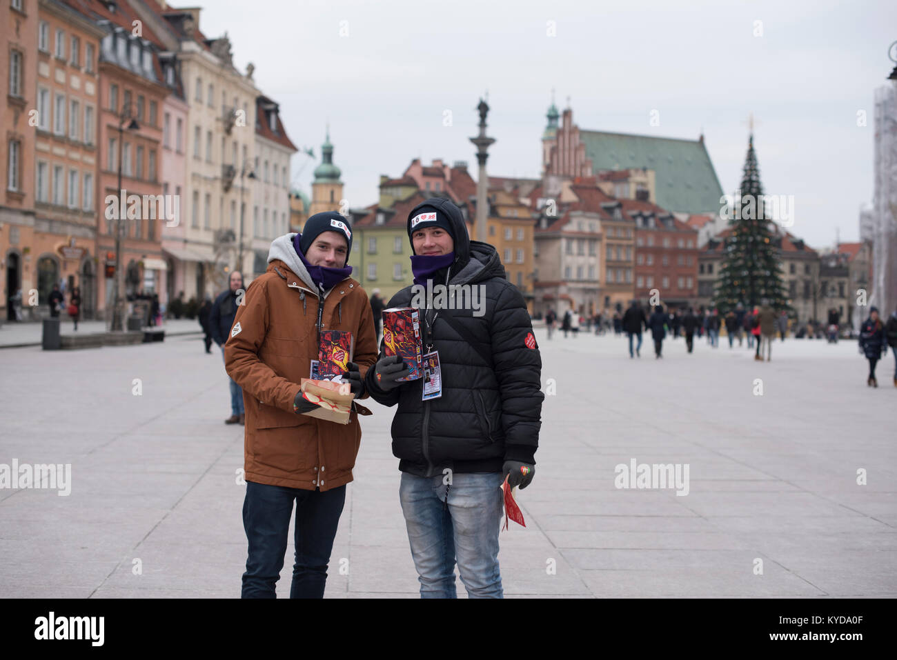 Warsaw, Poland 14th of January 2018. 26th Final Great Orchestra of Christmas Charity - WOSP. 'For Equal Access To Healthcare For All Newborns' In the 26 final will take part 1694 points, including 76 in the world in countries such as Great Britain, Ireland, Germany, Netherlands, Canada, France, Norway, Belgium, New Zealand, Australia, USA, Japan, Cyprus, China, Spain, Indonesia, Georgia, Czech Republic, Portugal. Stock Photo