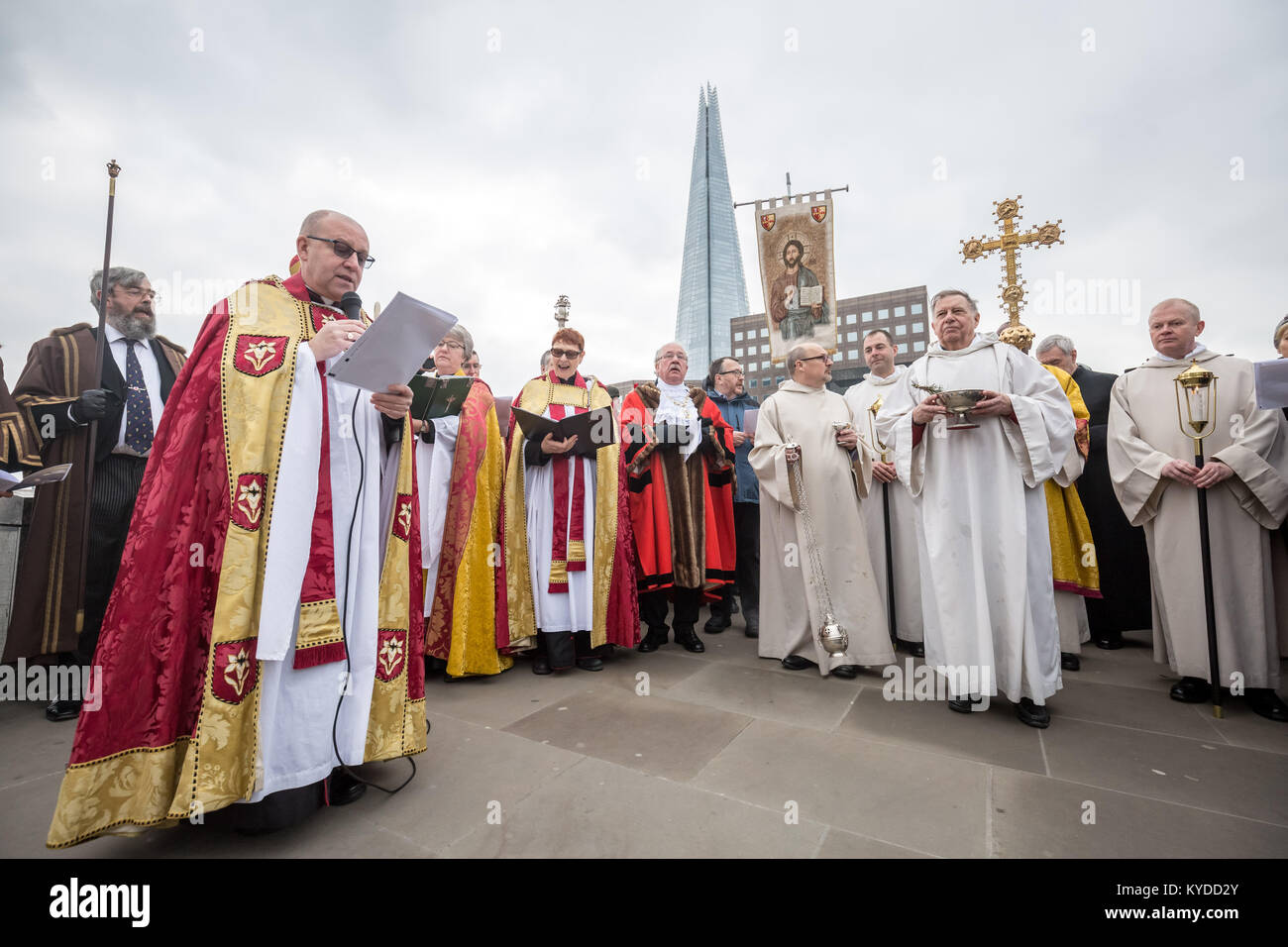 London, UK. 14th Jan, 2018. Annual blessing of the River Thames. Credit: Guy Corbishley/Alamy Live News Stock Photo