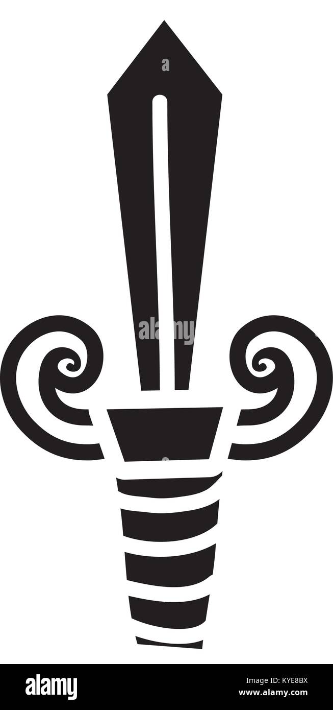 Contour Steel Sword Weapon To Videogame War Stock Vector Art