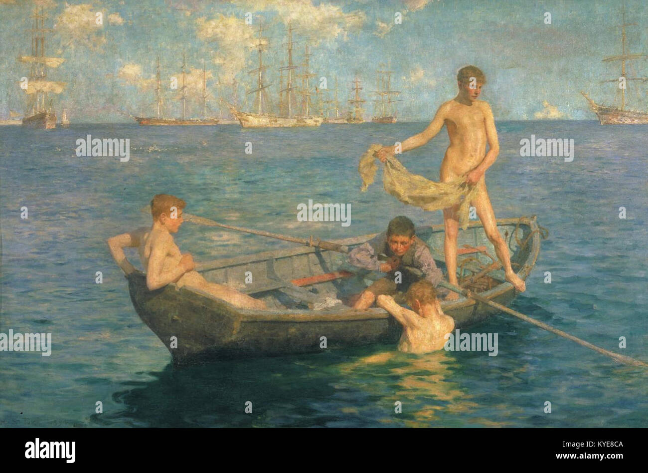 August Blue (1894) by Henry Scott Tuke depicts young men bathing in ...