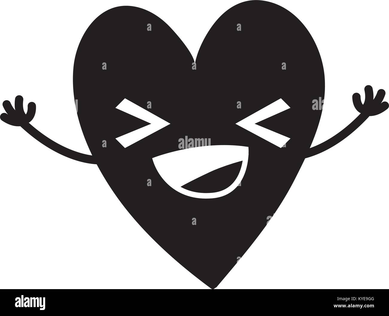 contour cute happy heart kawaii cartoon Stock Vector Image & Art - Alamy