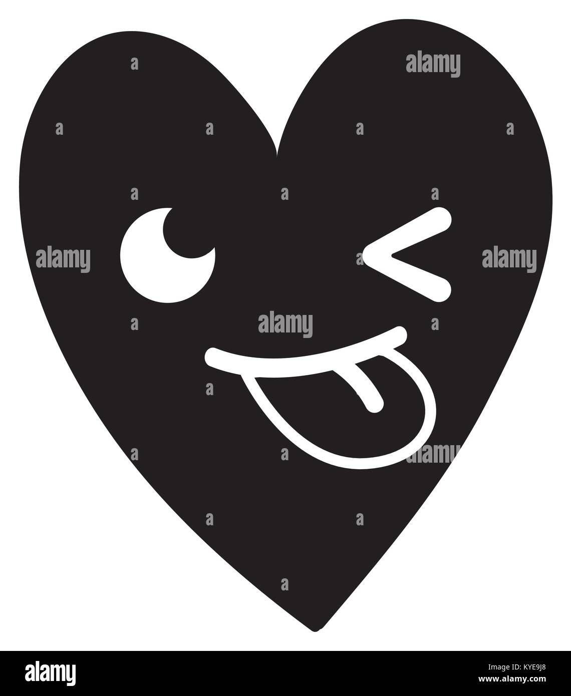contour cute funny heart kawaii cartoon Stock Vector Image & Art - Alamy