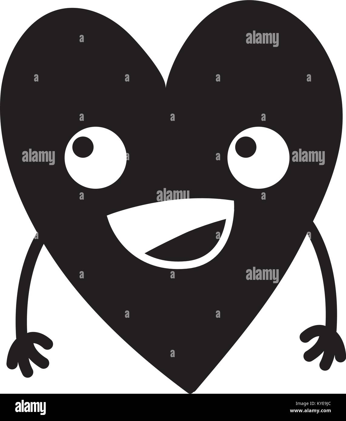 contour cute happy heart kawaii with arms Stock Vector Image & Art - Alamy