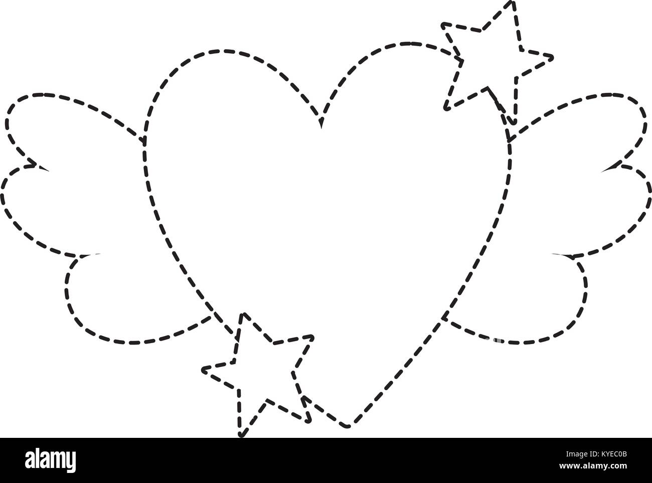 dotted shape love heart with wings and stars design Stock Vector Image ...