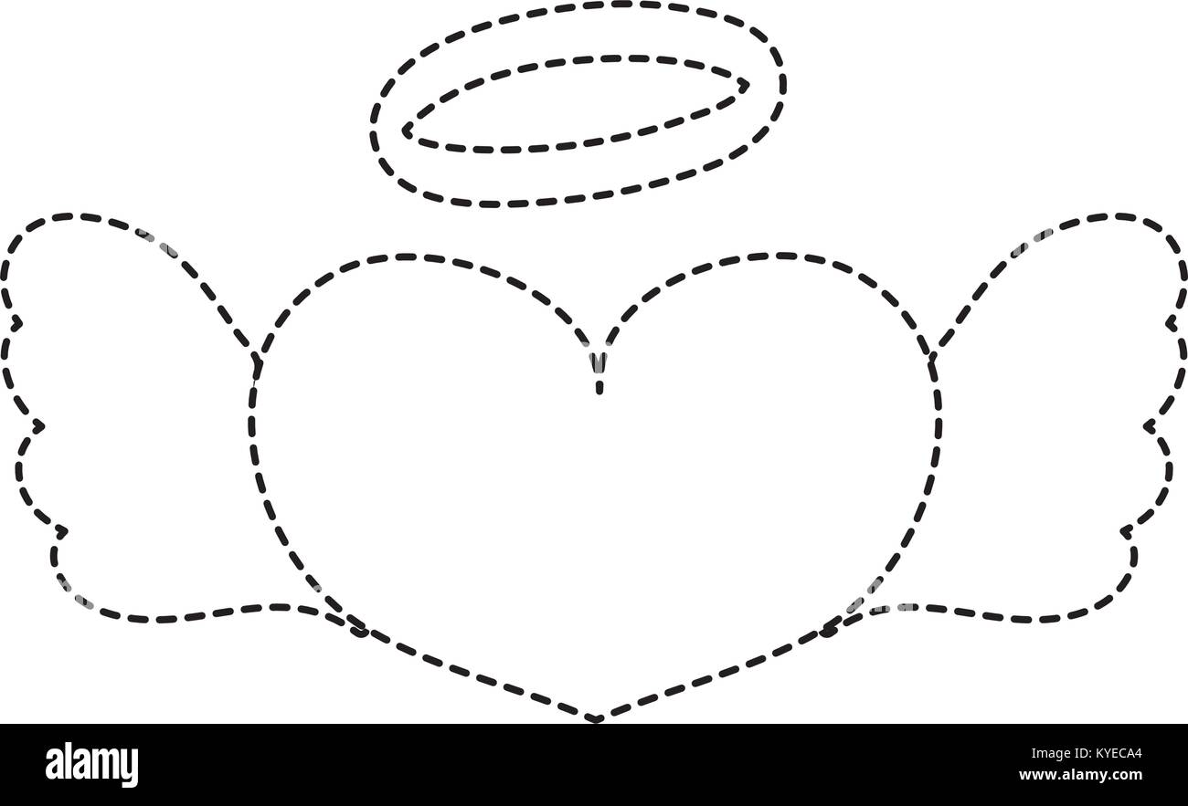 dotted shape love heart with wings and aureole design Stock Vector ...