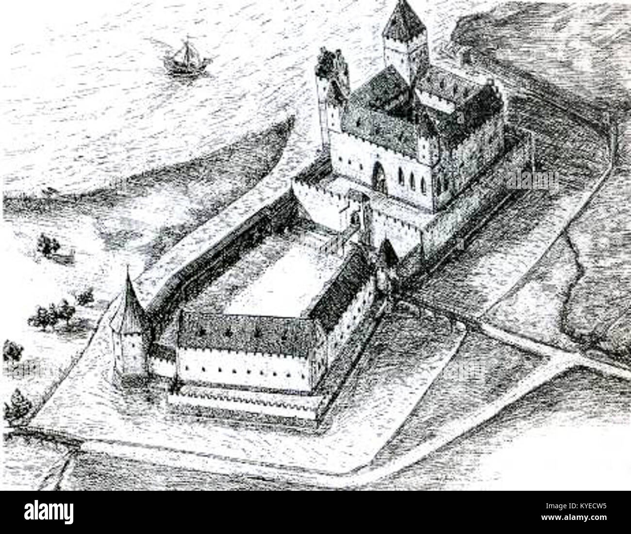 Ushakovo, Kaliningrad Oblast (russisch Ушаково, deutsch Brandenburg am Frischen Haff), Castle (2) Stock Photo