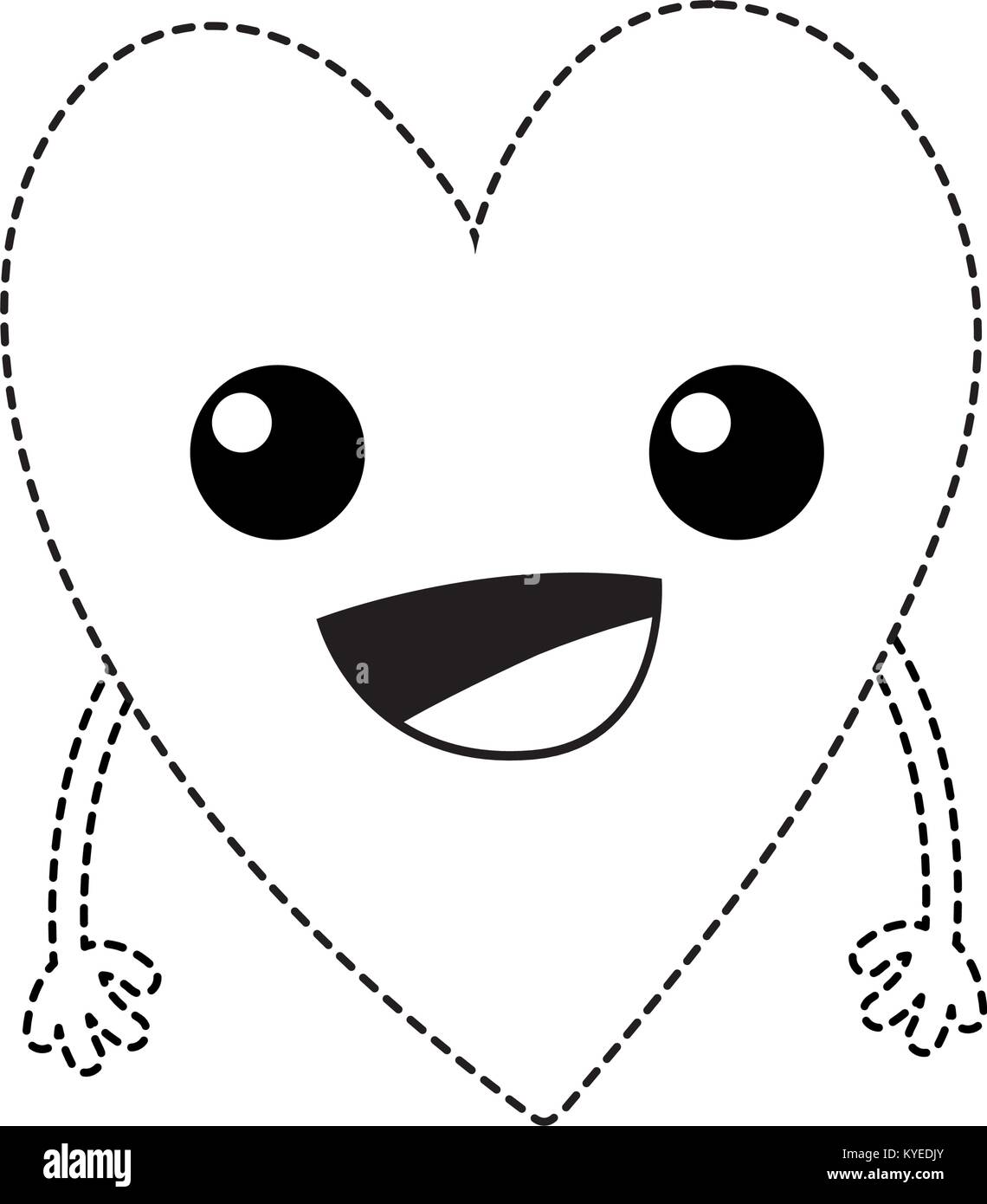 dotted shape cute happy heart kawaii with arms Stock Vector Image & Art ...
