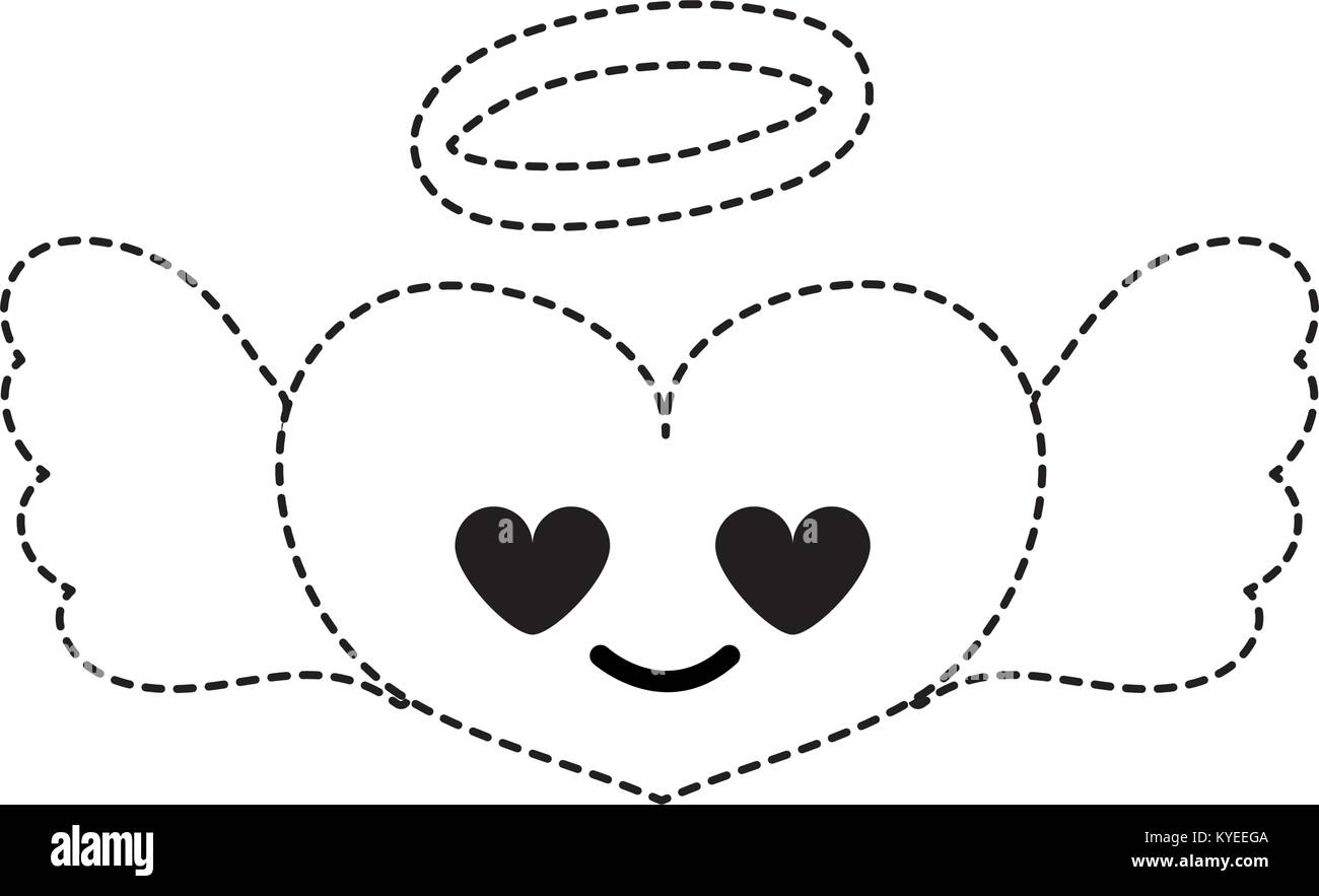 dotted shape heart angel in love kawaii cartoon Stock Vector Image ...