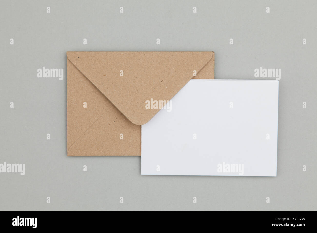 Blank white card with kraft brown paper envelope template mock up Stock ...
