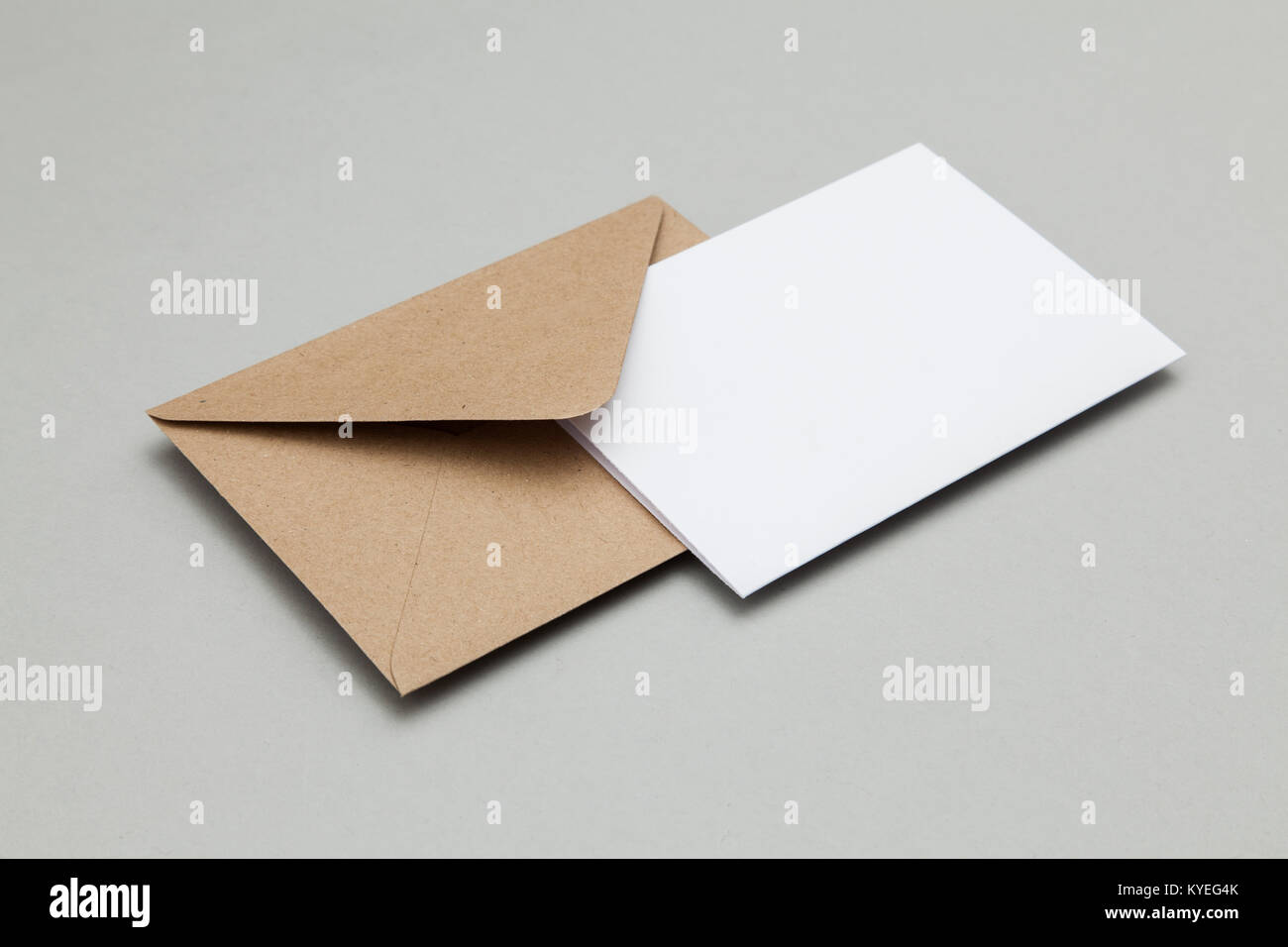 Blank white card with kraft brown paper envelope template mock up Stock ...