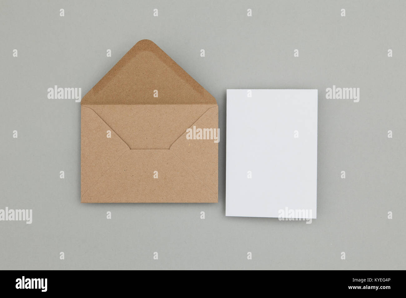 Blank white card with kraft brown paper envelope template mock up Stock ...