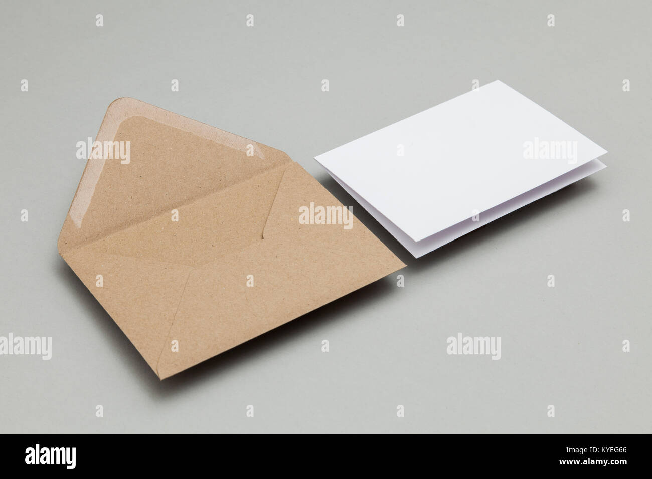 Blank white card with kraft brown paper envelope template mock up Stock ...