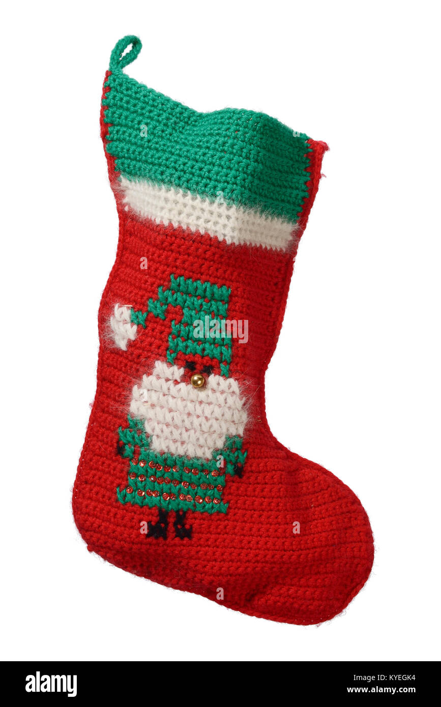 Hand Knitted Christmas Stocking Stock Photo 171809432 Alamy
