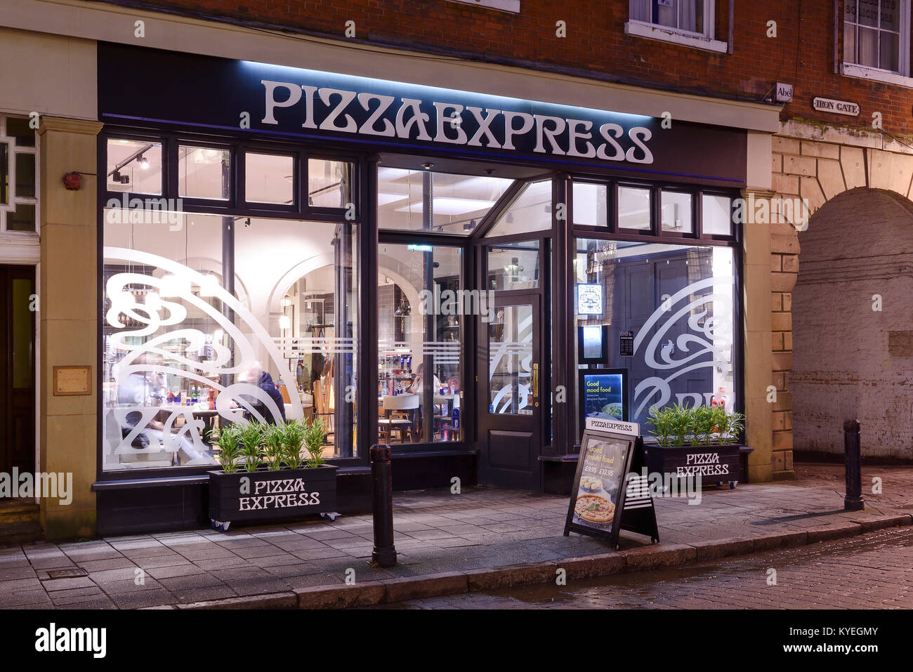 Pizza Express restaurant on Iron Gate in Derby city centre UK Stock Photo