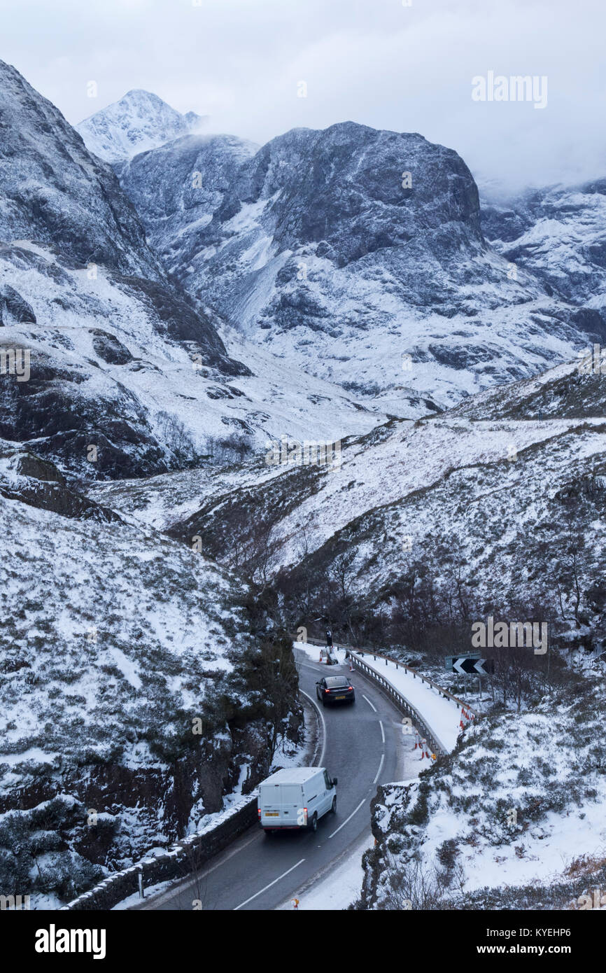 A82 at Pass of Glencoe, Highland Scotland Stock Photo