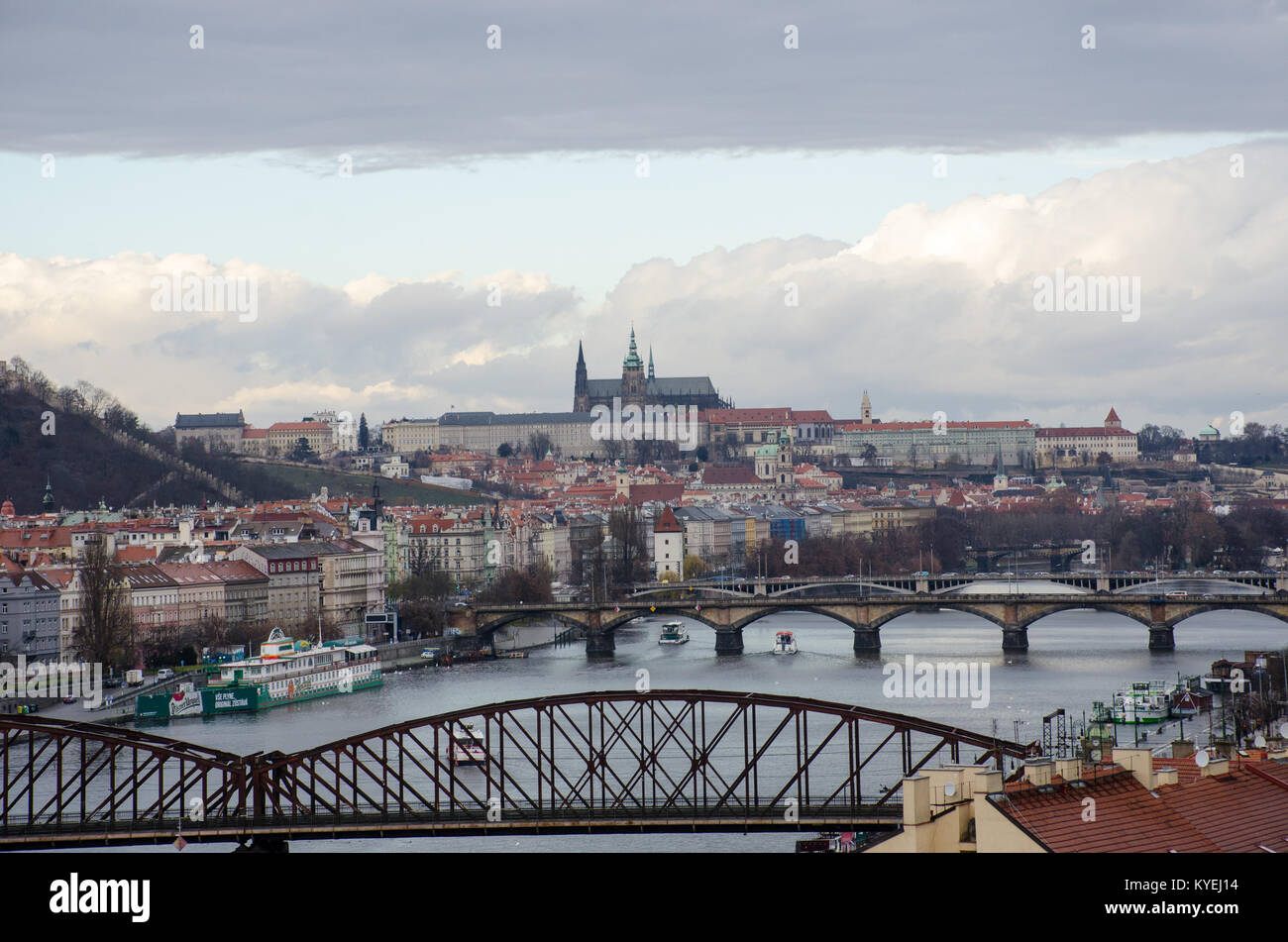 Prague  Czech Republic  -8 December 2017: Prague from vysehrad hill Stock Photo