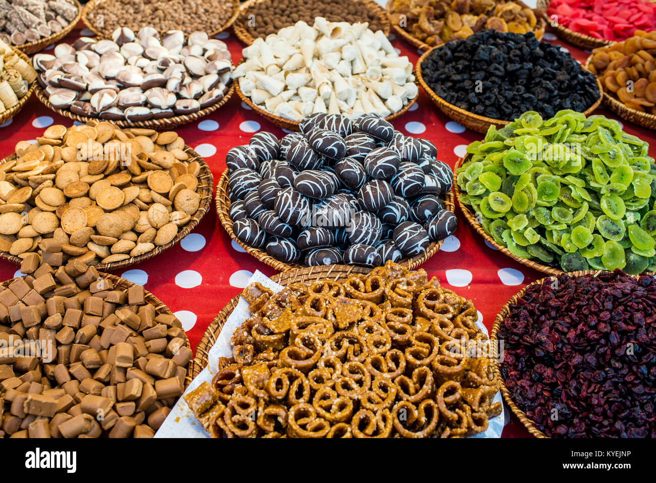 Colorful sweets in the open market Stock Photo