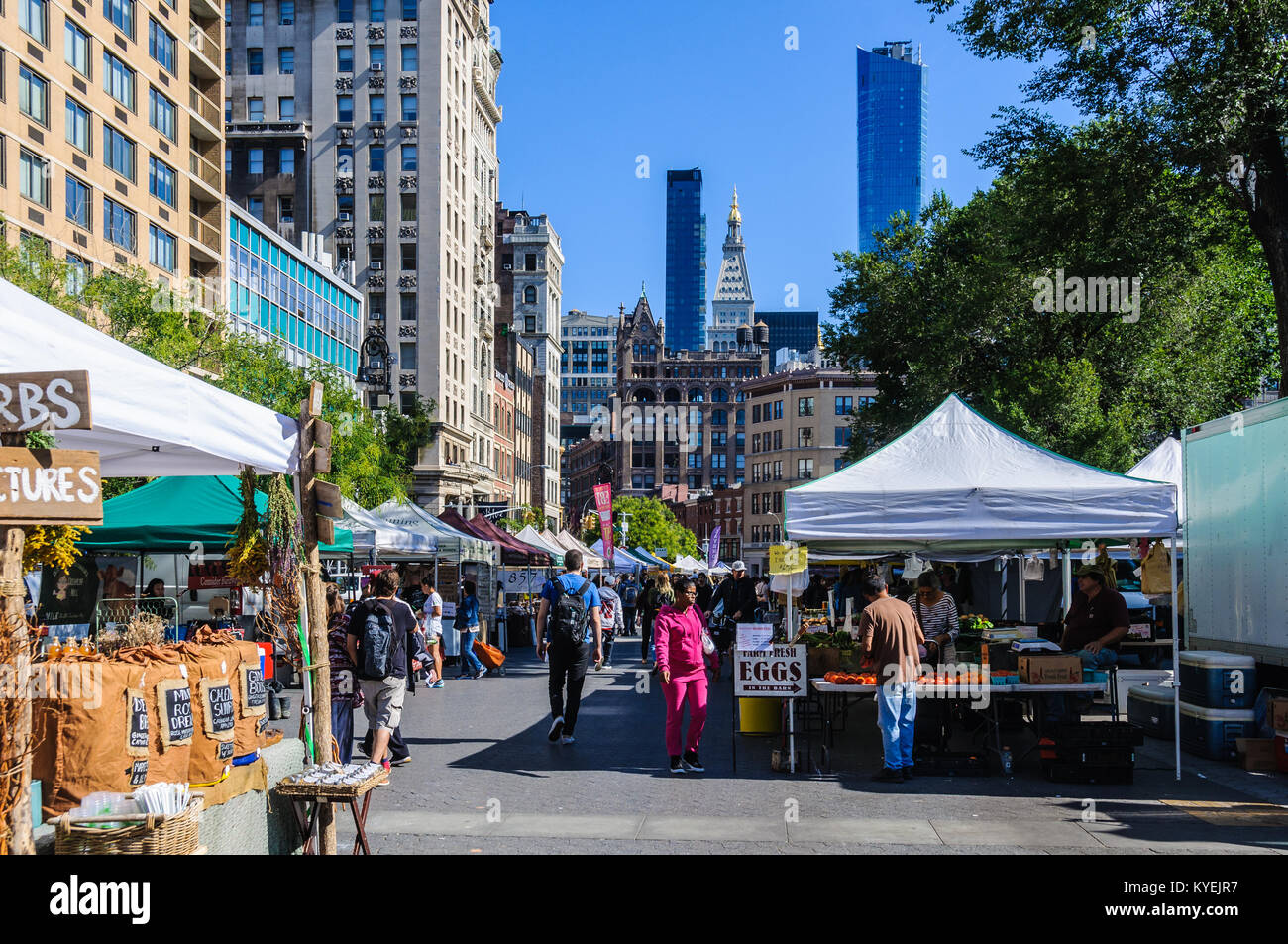 The busy Union Square Market in New York, USA Stock Photo