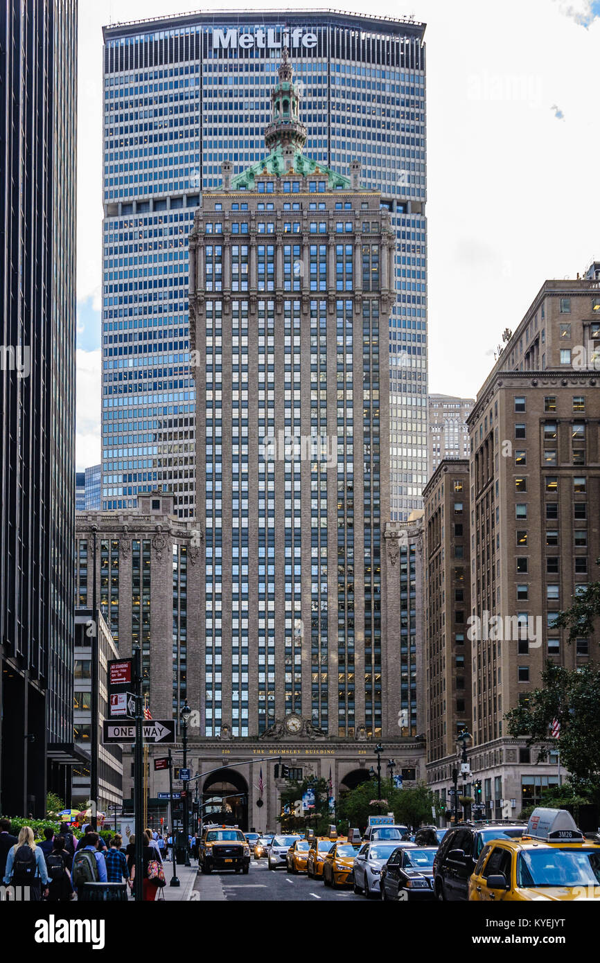 Skyscrapers: The Helmsley Building and Metlife Tower in NYC, USA Stock Photo