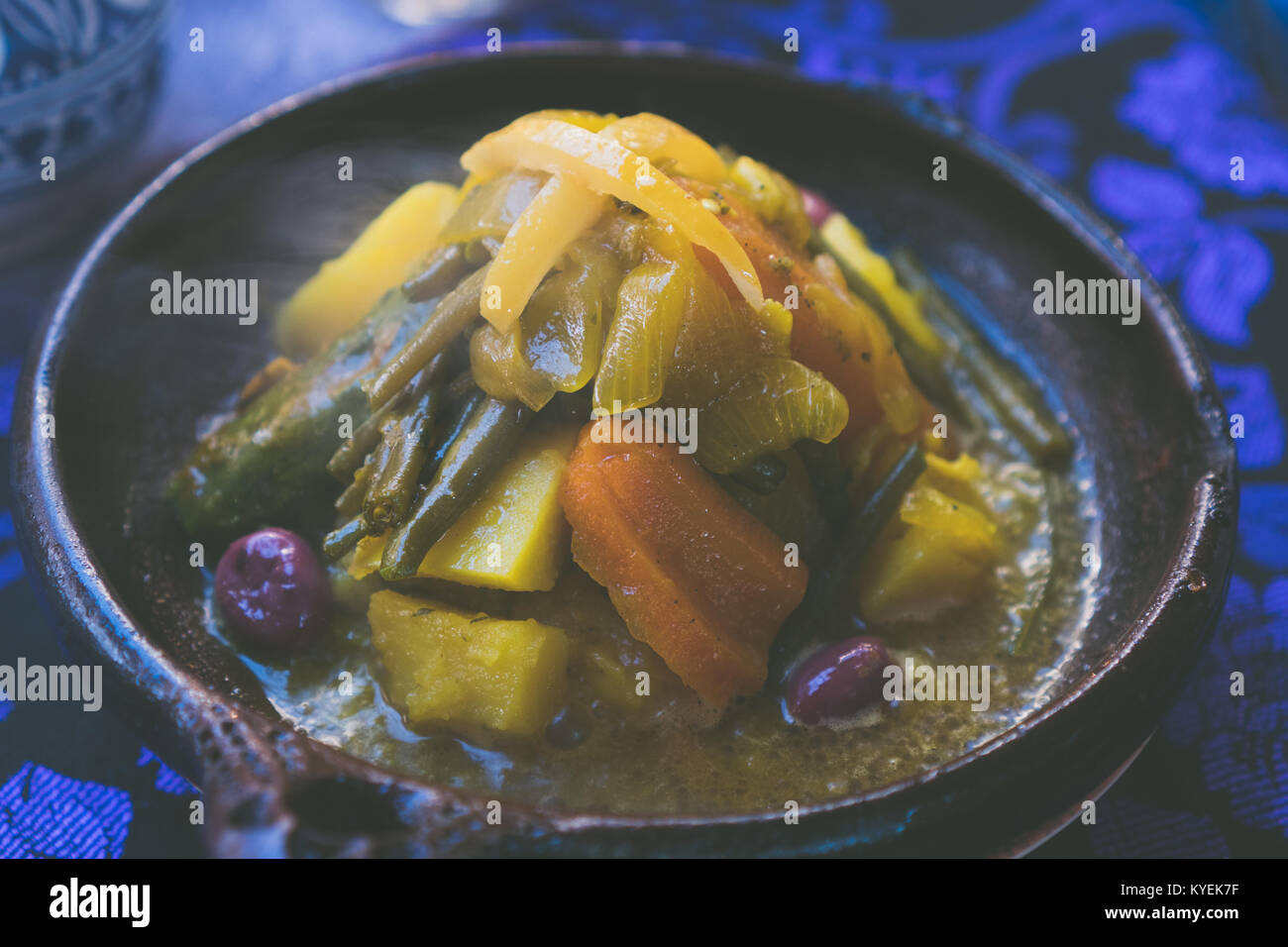 Hot Vegetable tagine, traditional meal in Morocco Stock Photo