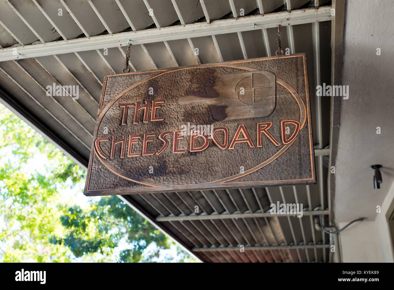 Sign for the Cheeseboard and Cheeseboard Pizza, a workerowned collective pizza shop and cheese
