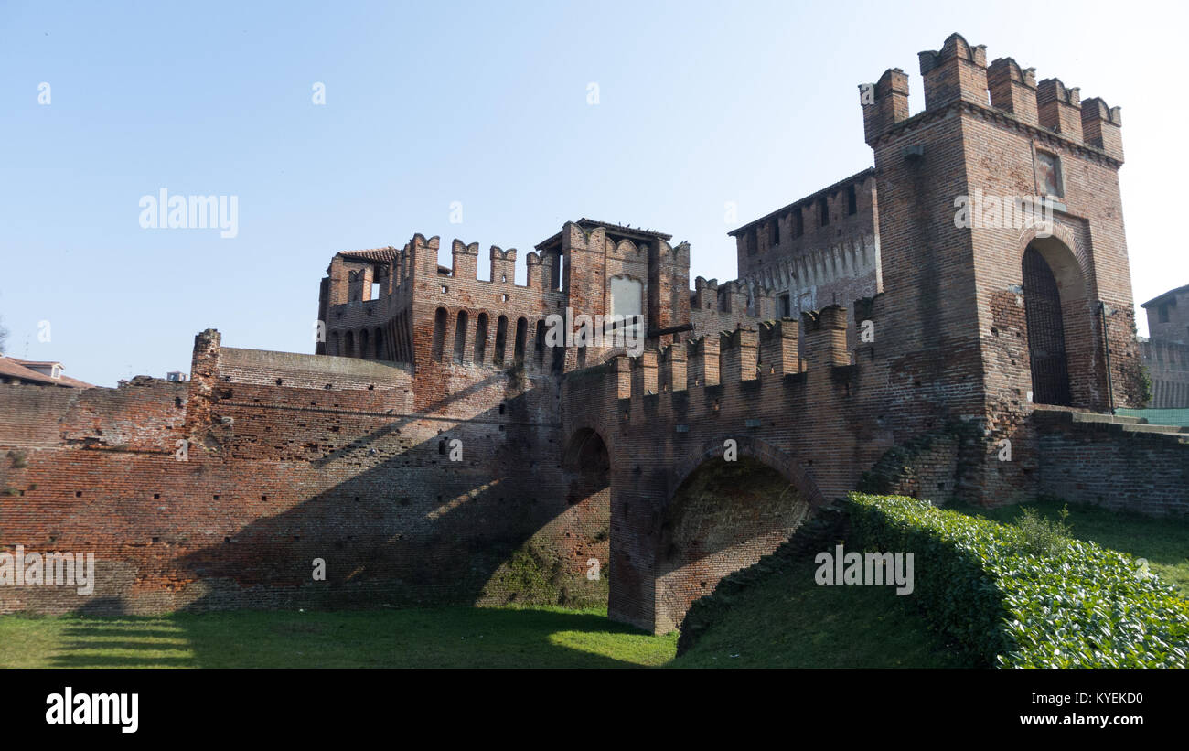 Medieval  Sforzesco Castle in Soncino Italy Stock Photo