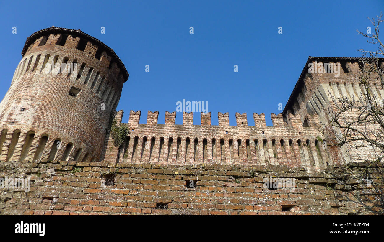 Medieval  Sforzesco Castle in Soncino Italy Stock Photo