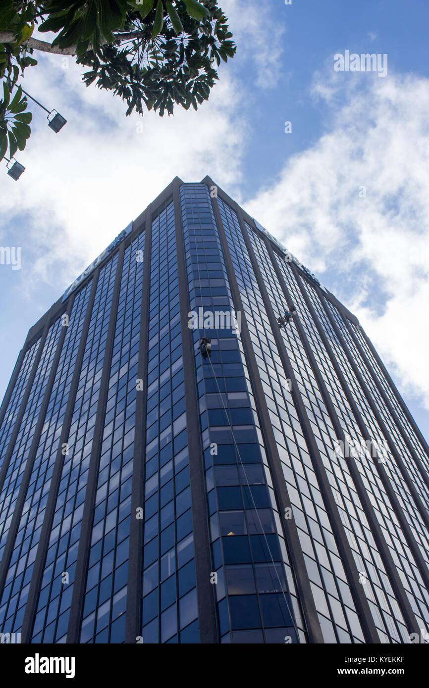 View up the facade of the AMP Tower (Quay Tower), headquarters of New