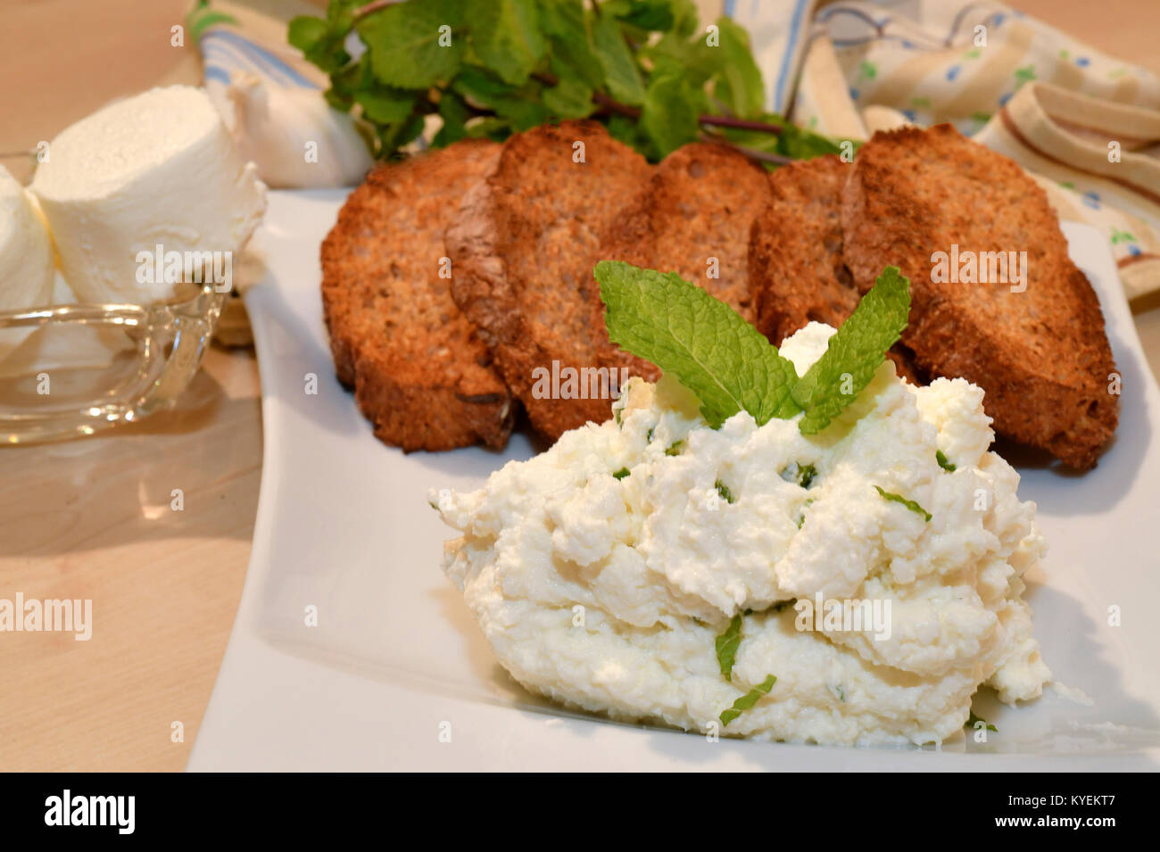 Italy Piedmont Mousse Of Tomini Cheese and Ricotta cheese Stock Photo