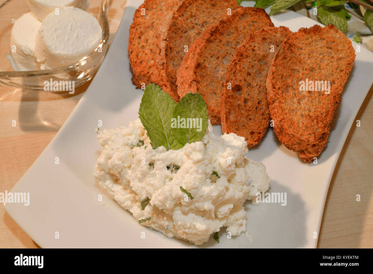 Italy Piedmont Mousse Of Tomini Cheese and Ricotta cheese Stock Photo