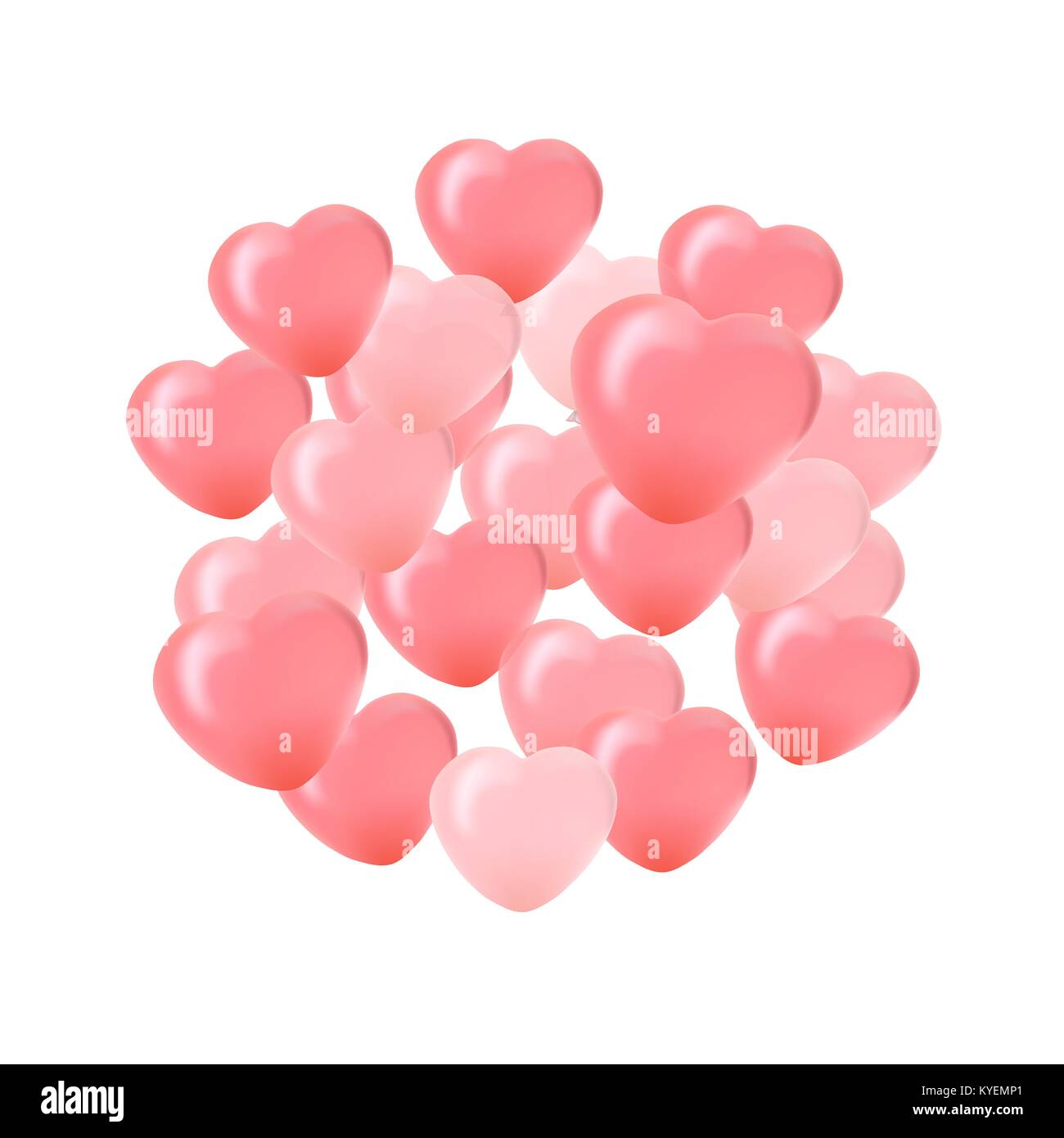 Happy Valentines Day greeting card. 3D red and pink balloon in f Stock ...