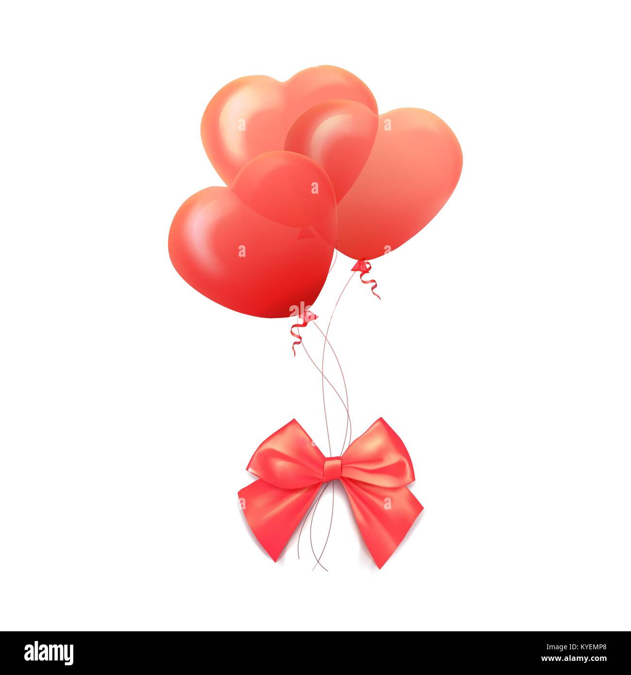 Happy Valentines Day greeting card. 3D red and pink balloon in f Stock ...