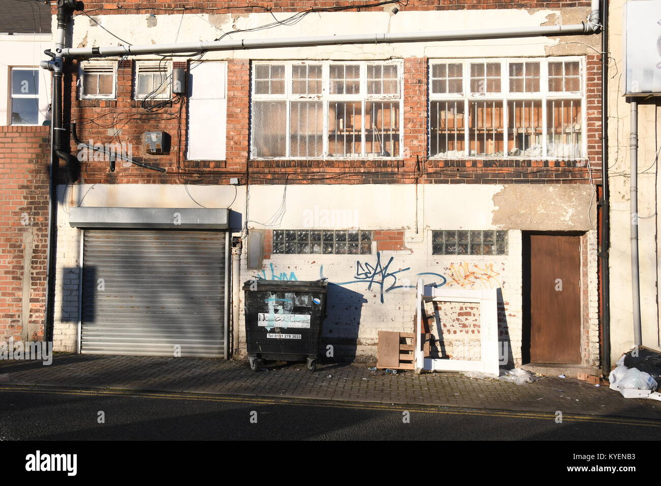 Back side of shops in Newcastle upon Tyne Stock Photo Alamy