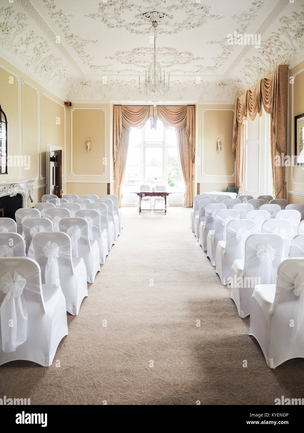 Wivenhoe House Wedding Indoor Ceremony Room Colchester Essex Stock Photo