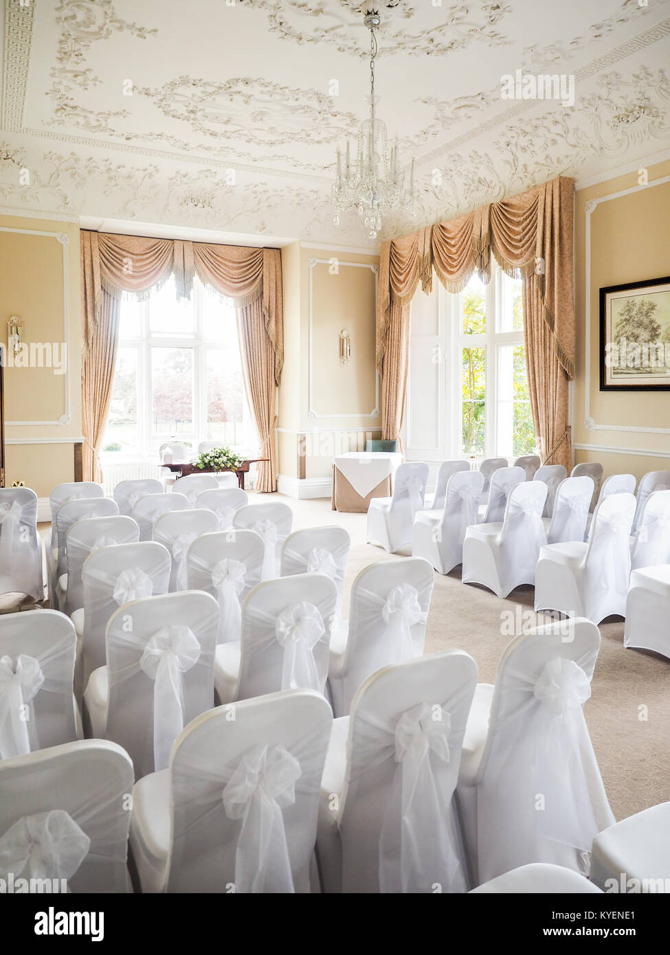 Wivenhoe House Wedding Indoor Ceremony Room Colchester Essex Stock Photo