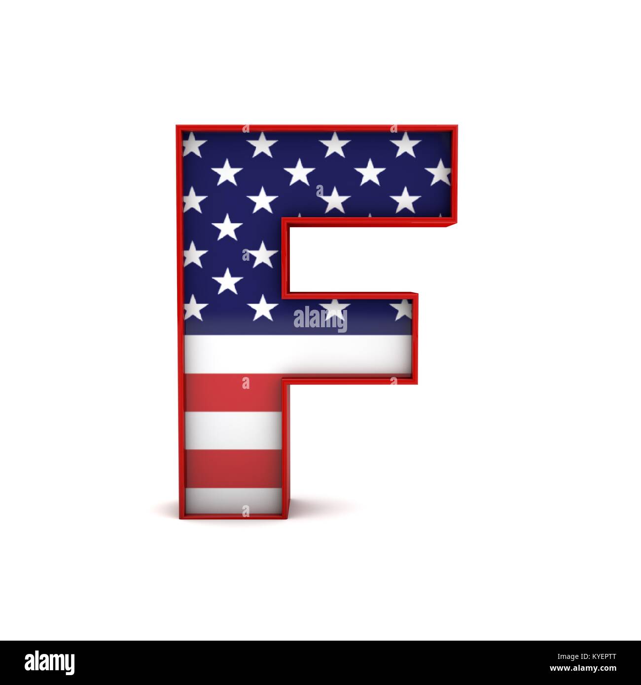Letter F stars and stripes american flag lettering font. 3D Rendering Stock  Photo - Alamy