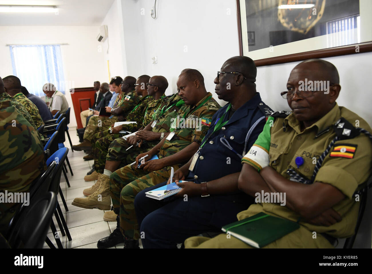Participants attend the opening of a Joint AMISOM and Federal Government of Somalia (FGS) conference in Mogadishu, Somalia, on July 24, 2017. AMISOM Photo/ Omar Abdisalan Stock Photo