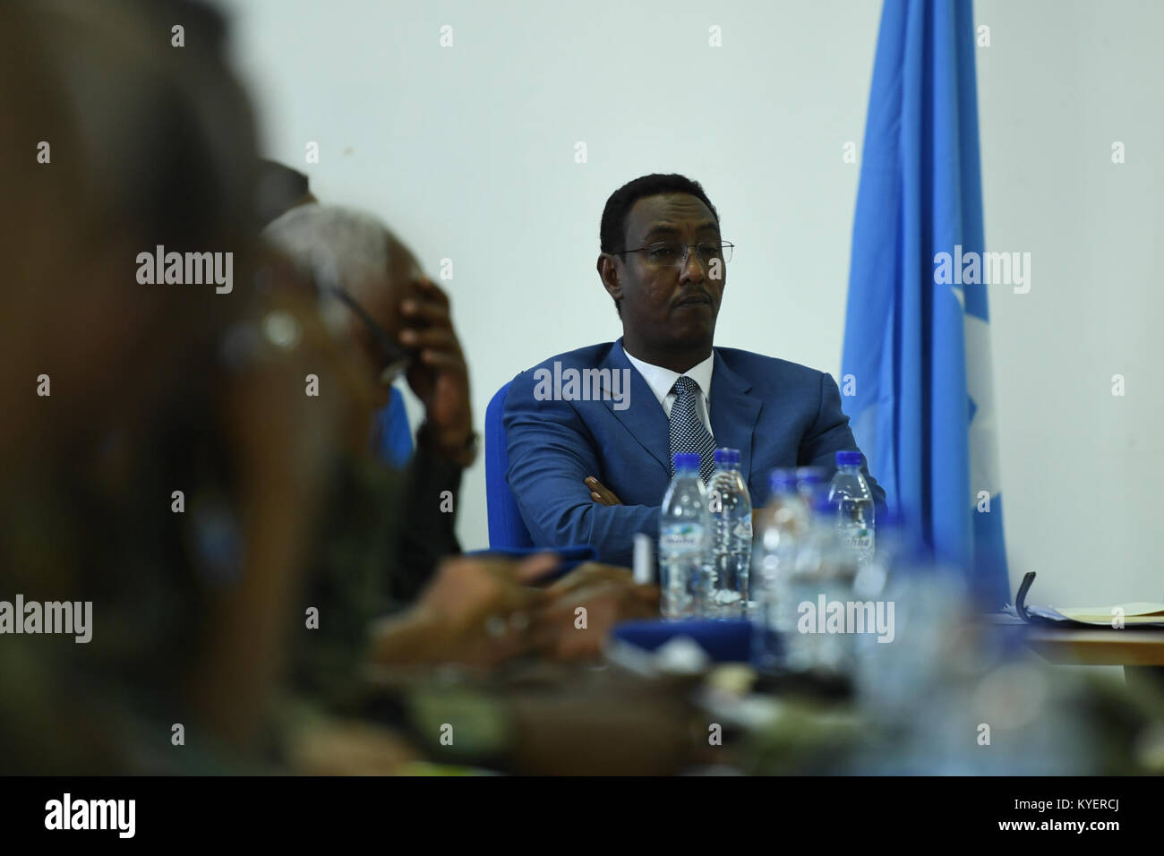 Abdirashid Abdullahi Mohamed, the Defence Minister for Federal Government of Somalia at the opening of a Joint AMISOM and Federal Government of Somalia (FGS) conference in Mogadishu, Somalia, on July 24, 2017. AMISOM Photo/ Omar Abdisalan Stock Photo