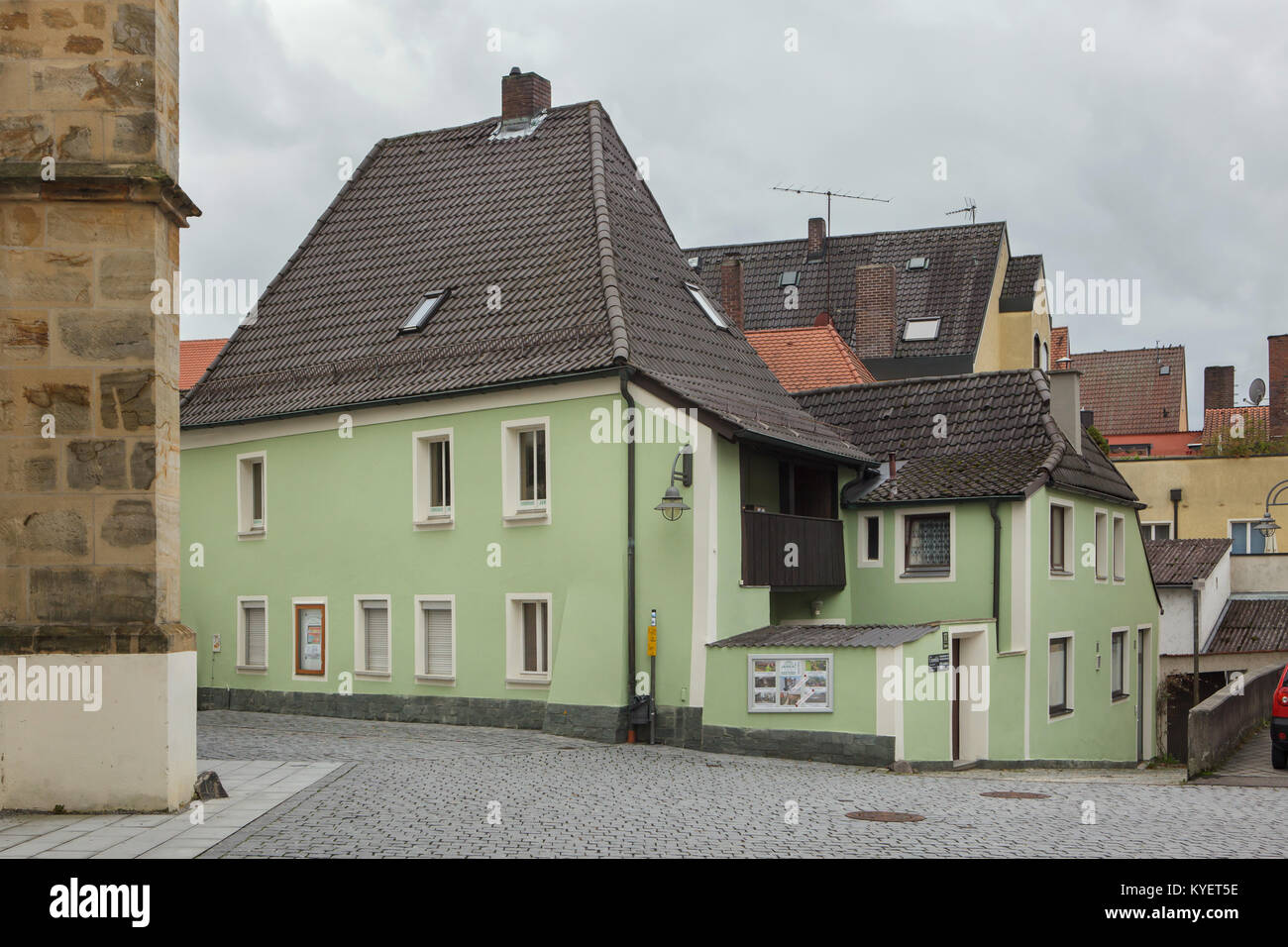 Green house in Schwandorf in Upper Palatinate, Bavaria, Germany. Stock Photo