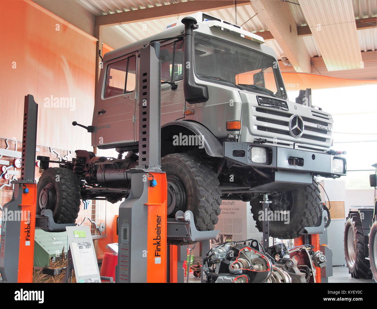 A photograph of the Unimog U5000, a rugged off-road vehicle, displayed ...