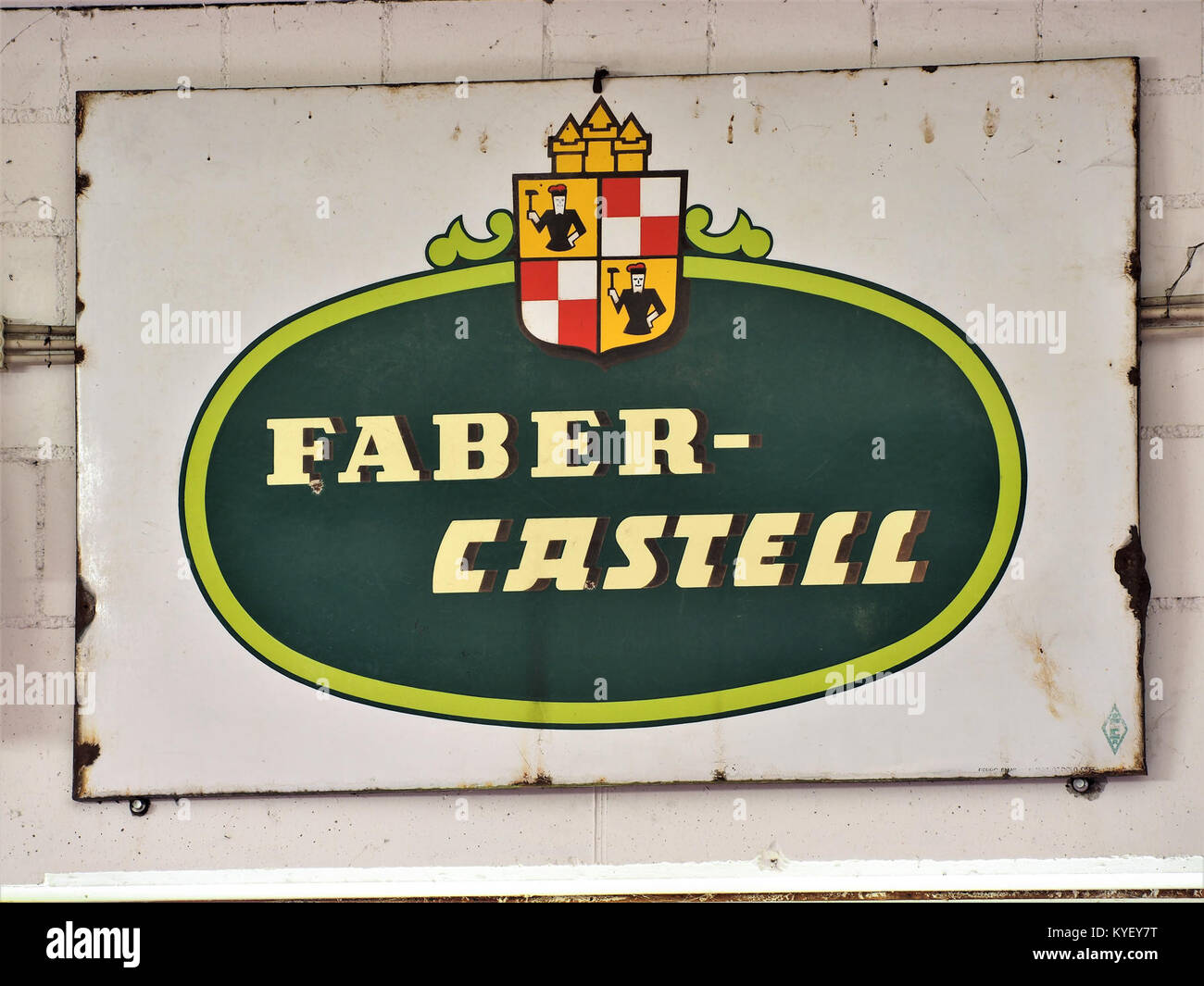 Faber-Castell, Emaille Werbung Schild, Fahrzeugmuseum Marxzell Stock Photo