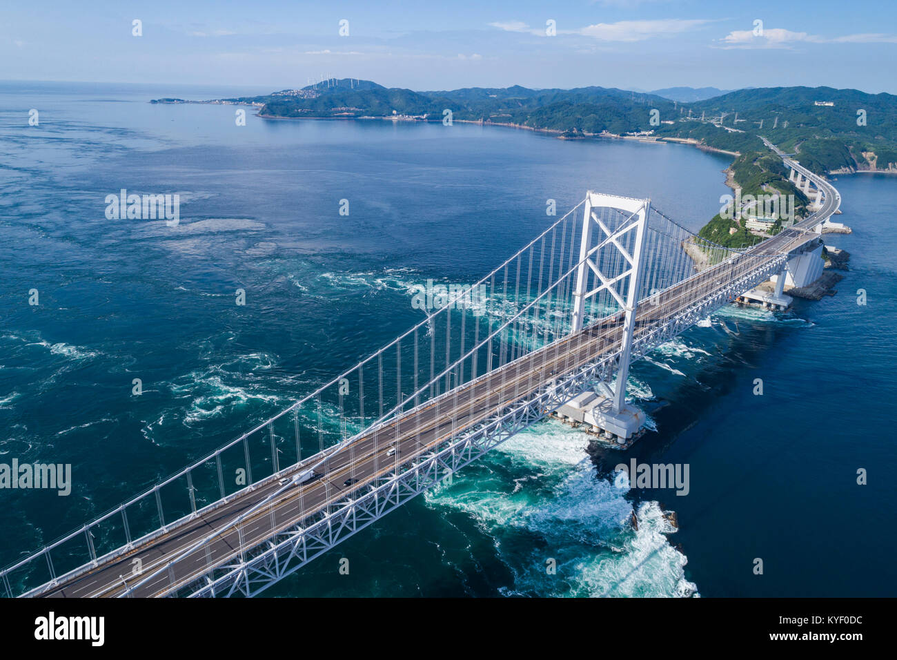 Onaruto Bridge, view from Naruto City, Tokushima Prefecture, Japan. Stock Photo