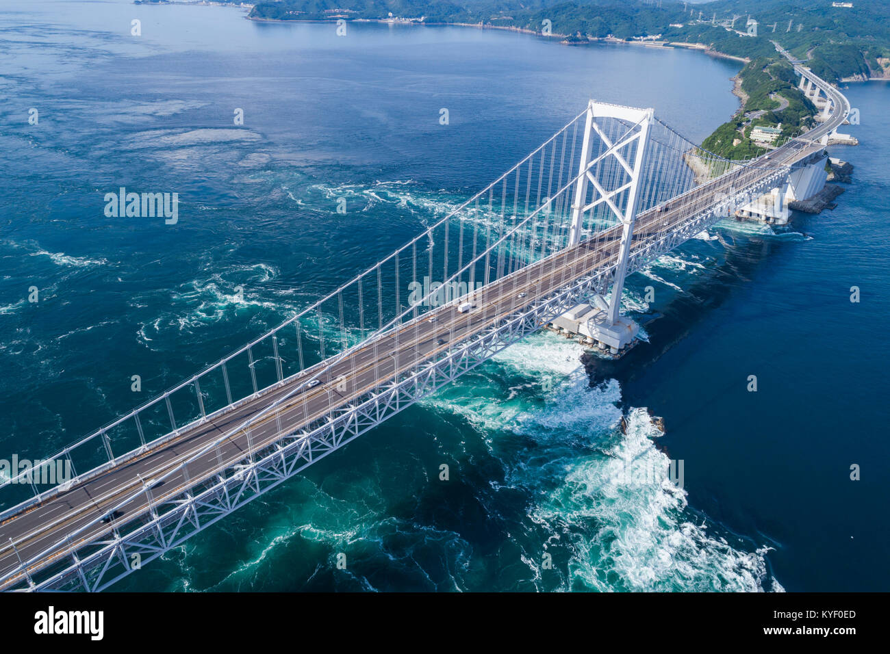 Onaruto Bridge, view from Naruto City, Tokushima Prefecture, Japan. Stock Photo